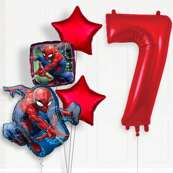 Animated Spiderman 7th Birthday Helium Balloon Package - 7th Birthday Balloon Package | Party Save Smile