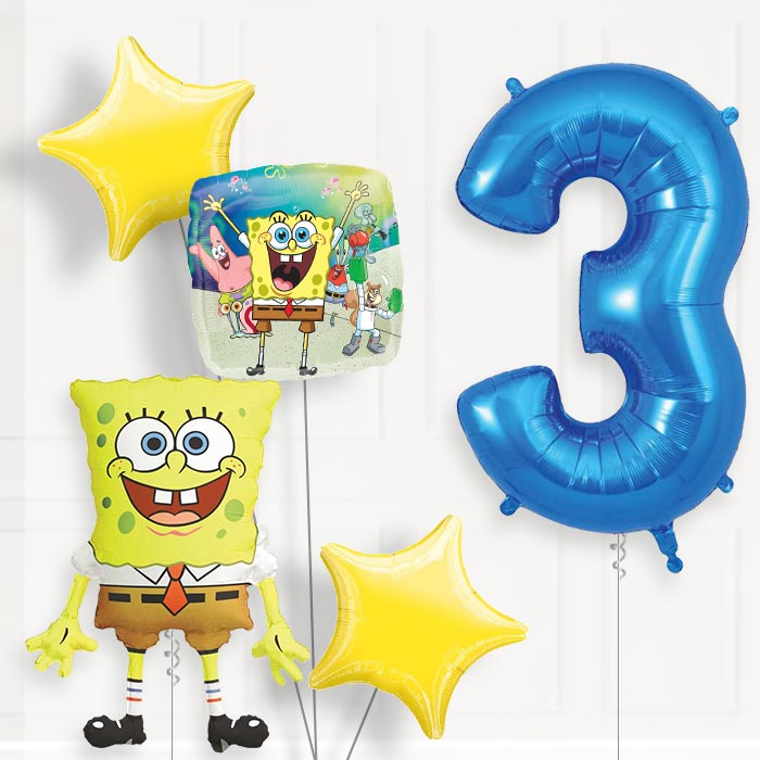 Spongebob 3rd Birthday Helium Balloon Package - 3rd Birthday Balloon Package | Party Save Smile