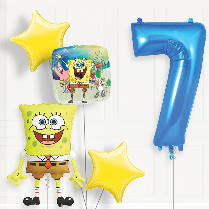 Spongebob 7th Birthday Helium Balloon Package - 7th Birthday Balloon Package | Party Save Smile