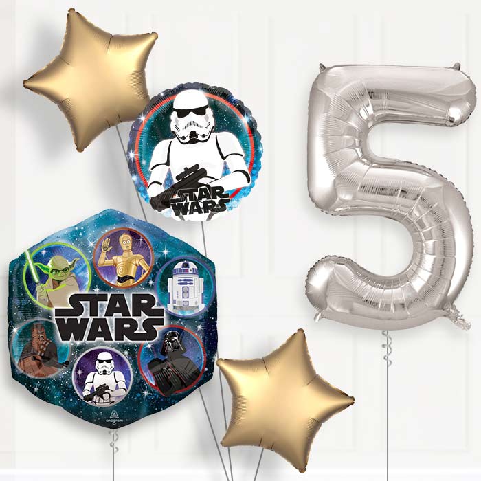 Storm Trooper 5th Birthday Helium Balloon Package - 5th Birthday Balloon Package | Party Save Smile
