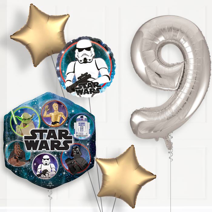 Storm Trooper 9th Birthday Helium Balloon Package - 9th Birthday Balloon Package | Party Save Smile