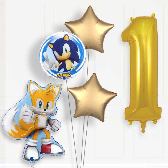 Tails Sonic the Hedgehog 1st Birthday Helium Balloon Package - 1st Birthday Balloon Package | Party Save Smile