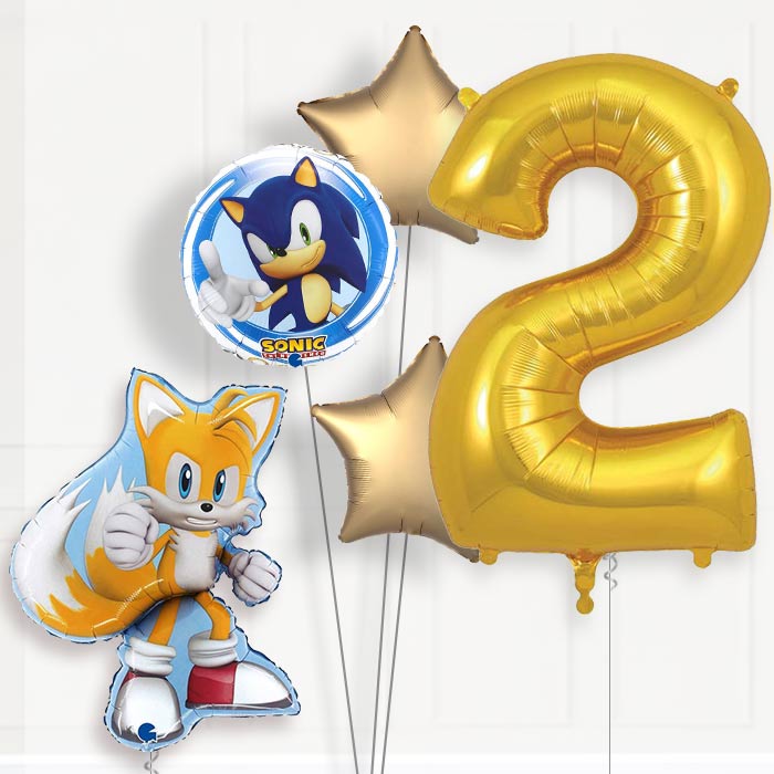 Tails Sonic the Hedgehog 2nd Birthday Helium Balloon Package - 2nd Birthday Balloon Package | Party Save Smile