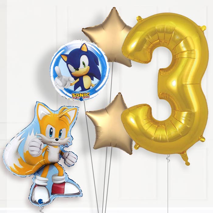 Tails Sonic the Hedgehog 3rd Birthday Helium Balloon Package - 3rd Birthday Balloon Package | Party Save Smile