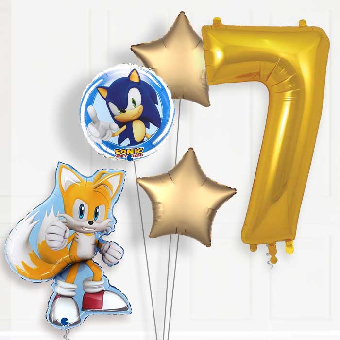 Tails Sonic the Hedgehog 7th Birthday Helium Balloon Package - 7th Birthday Balloon Package | Party Save Smile