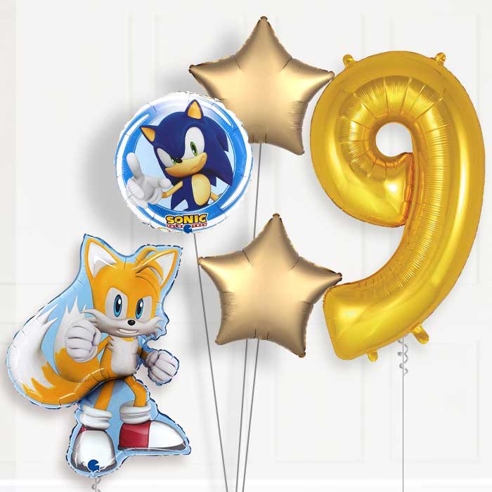 Sonic and Tails Birthday Balloon Package Choose Age - 9th Birthday Balloon Package | Party Save Smile
