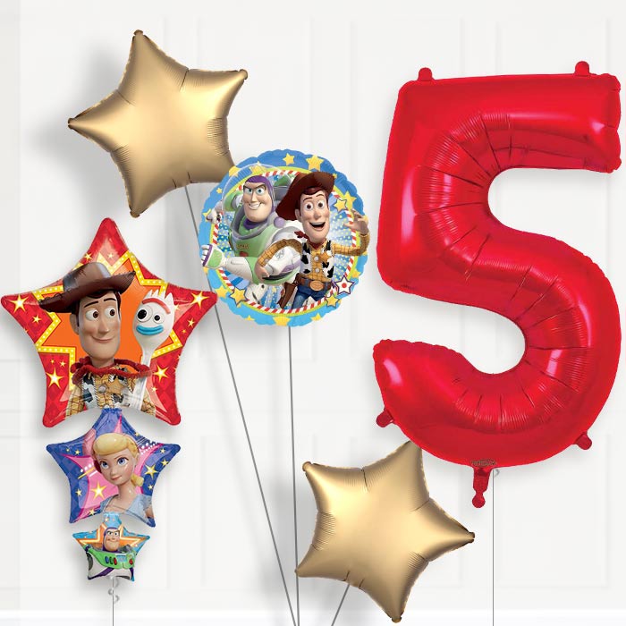 Toy Story 5th Birthday Helium Balloon Package - 5th Birthday Balloon Package | Party Save Smile