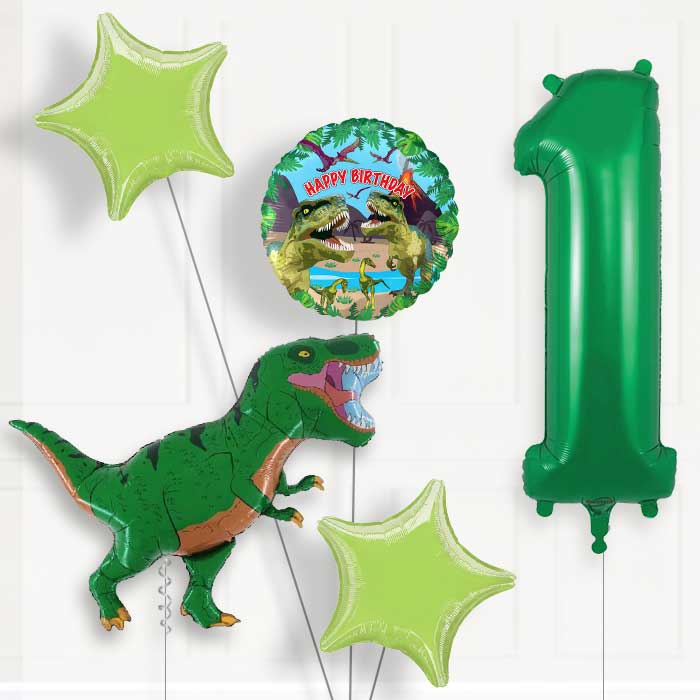 Green T Rex 1st Birthday Helium Balloon Package - 1st Birthday Balloon Package | Party Save Smile
