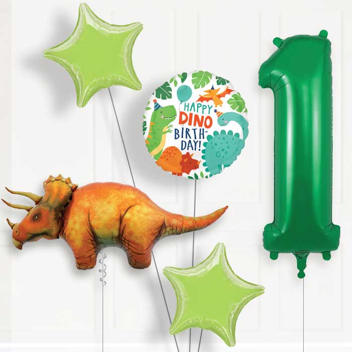 Triceratops 1st Birthday Helium Balloon Package - 1st Birthday Balloon Package | Party Save Smile