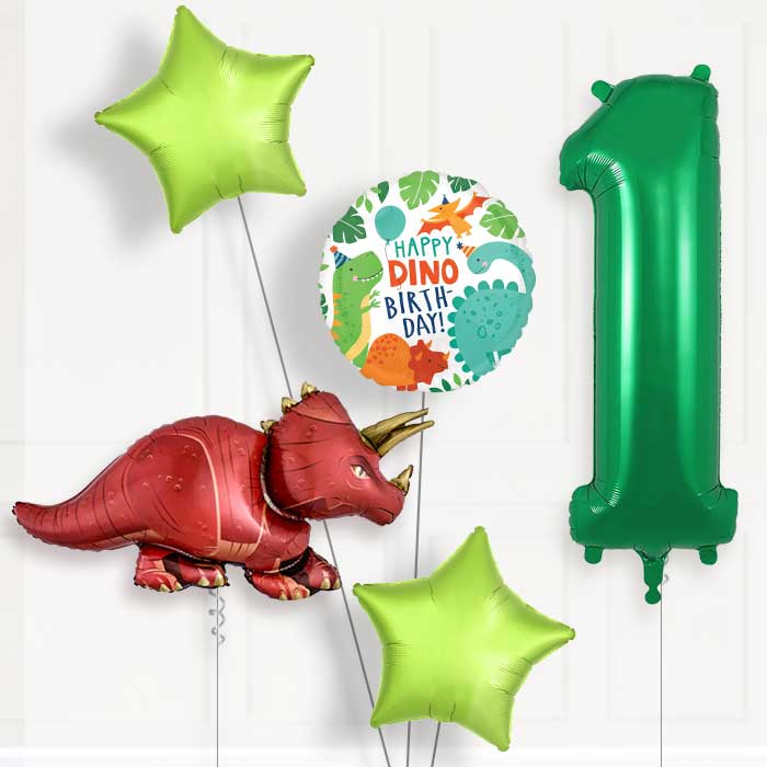 Triceratops 1st Birthday Helium Balloon Package - 1st Birthday Balloon Package | Party Save Smile