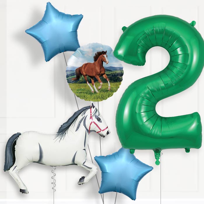 White Horse 2nd Birthday Helium Balloon Package - 2nd Birthday Balloon Package | Party Save Smile
