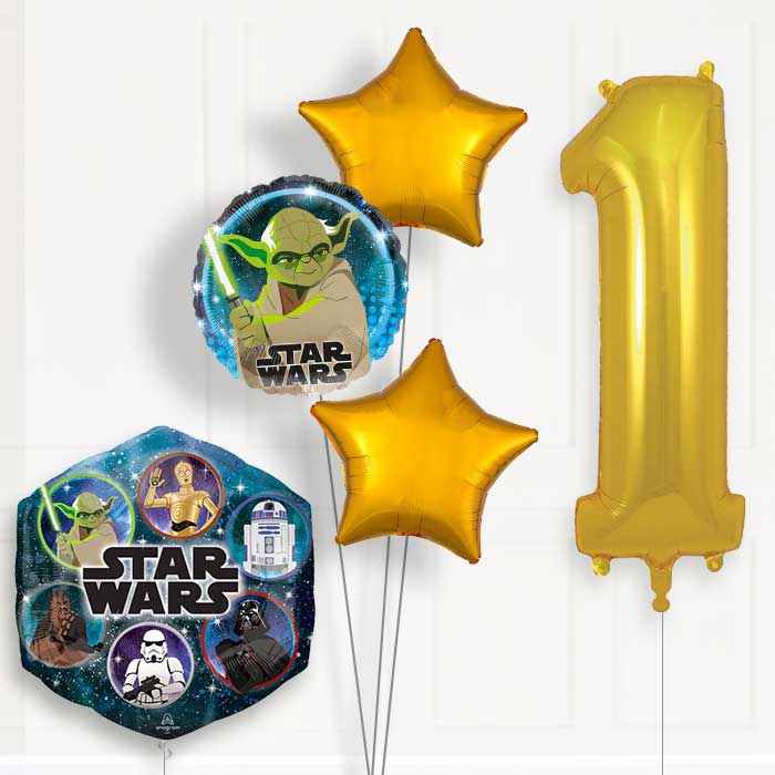 Star Wars Yoda 1st Birthday Helium Balloon Package - 1st Birthday Balloon Package | Party Save Smile