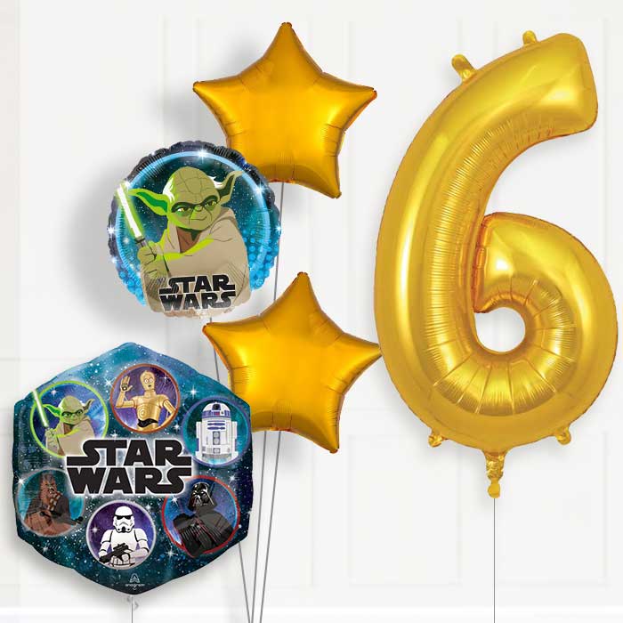 Star Wars Yoda 6th Birthday Helium Balloon Package - 6th Birthday Balloon Package | Party Save Smile