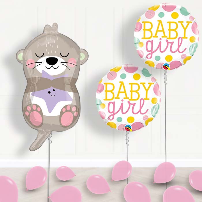 Adorable Otter Baby Girl Balloon Package Delivered - Package | Party Save Smile
