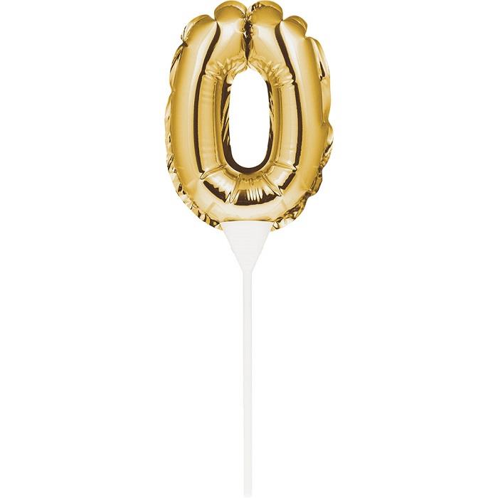 Gold Number 0 Balloon Cake Topper | Party Save Smile