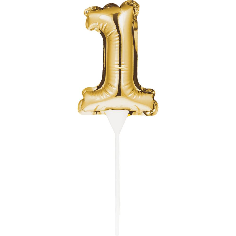 Gold Number 1 Cake Topper Mini Balloon 13cm | Party Save Smile