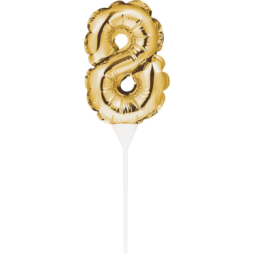Gold Number 8 Cake Topper Mini Balloon 13cm | Party Save Smile