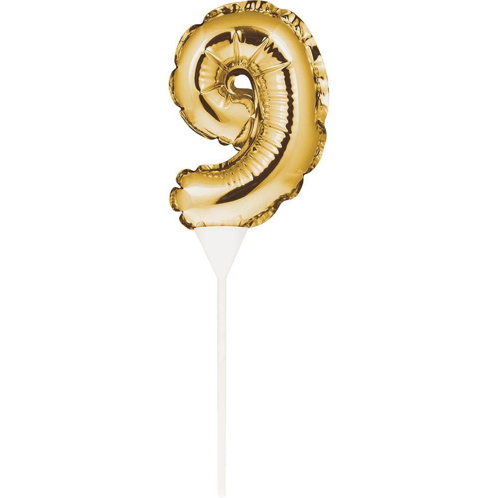 Gold Number 9 Cake Topper Balloon | Party Save Smile