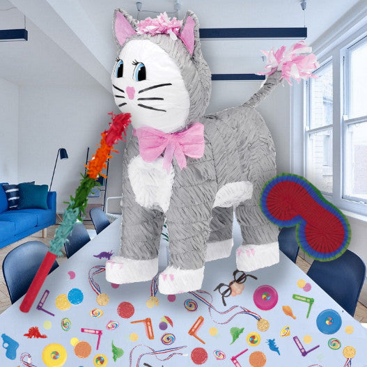 Grey Cat Pinata Party Kit with Favours and Confetti | Party Save Smile