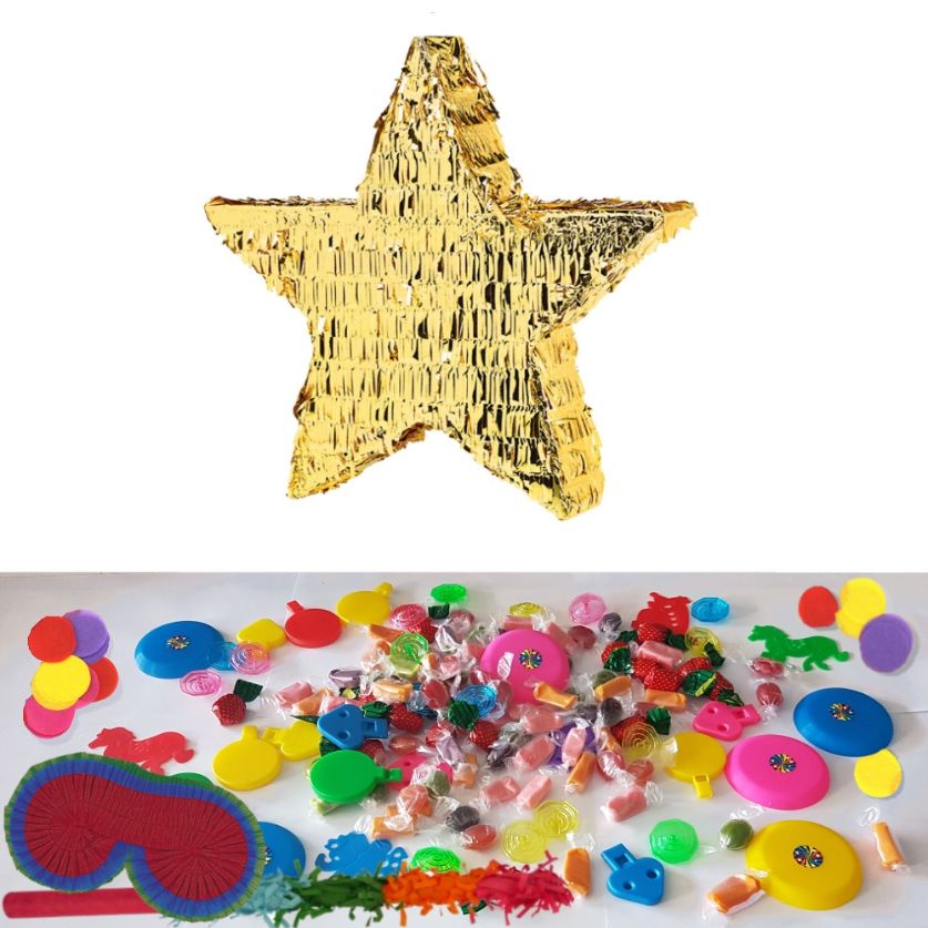 Gold Foil Star Pinata Party Kit with Favours and Confetti | Party Save Smile