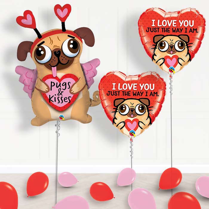 Pug Balloon Package Inflated Helium Balloons Delivered - Package | Party Save Smile
