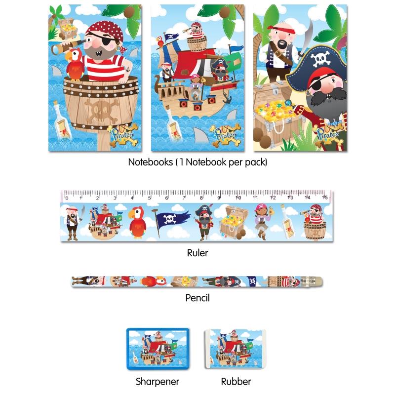 Pirate 5pc Stationery Set Party Bag Favour Fillers | Party Save Smile