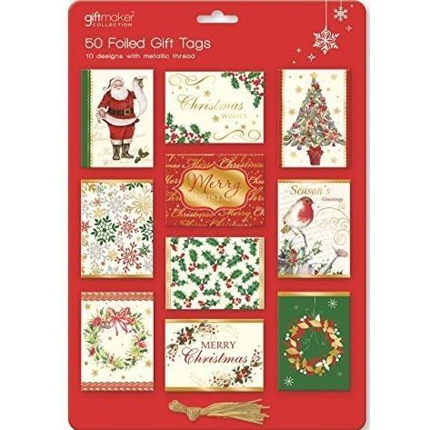 Traditional Christmas Gift Tags Pack of 50 | Party Save Smile
