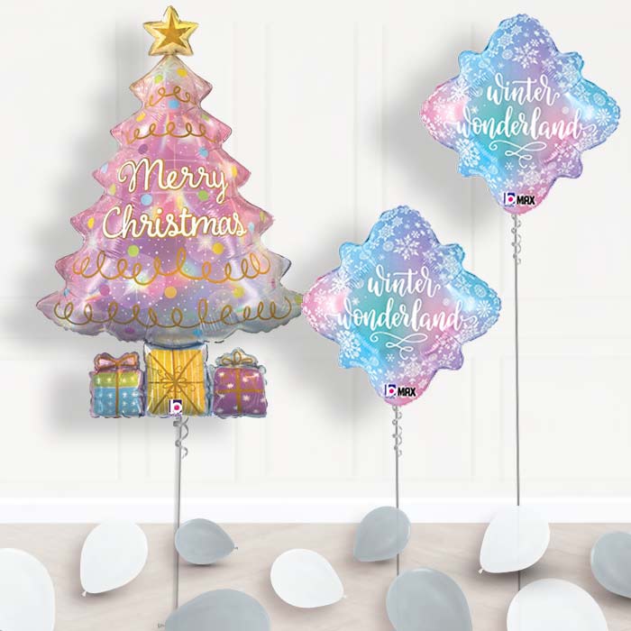 Christmas Tree Helium Balloon Display Delivered - Package | Party Save Smile