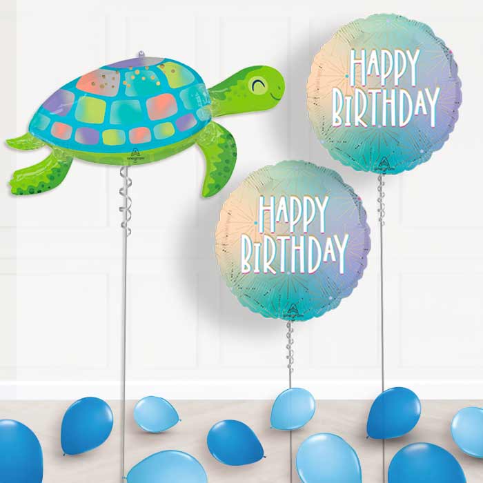 Under The Sea Turtle Balloon Display Package Delivered Inflated - Balloon Package | Party Save Smile