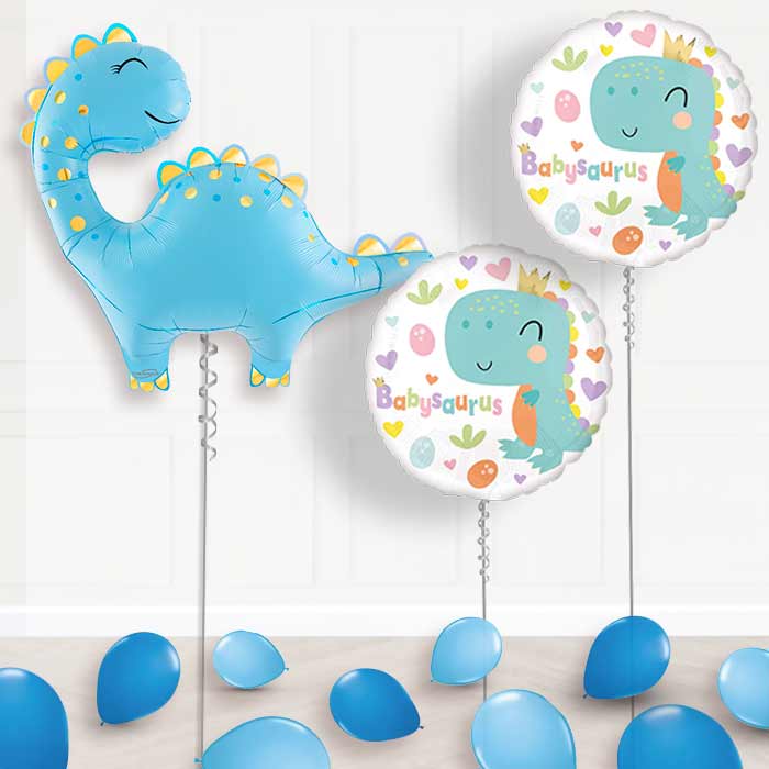 Cute Blue Dinosaur Helium Balloon Display Package - Balloon Package | Party Save Smile