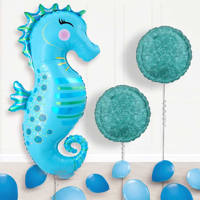 Iridescent Seahorse Helium Balloon Display Package - Balloon Package | Party Save Smile