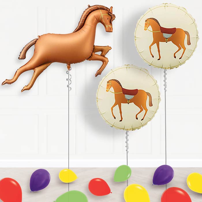 Bronze Brown Horse Balloon Display Package Delivered Inflated-Balloon Package | Party Save Smile