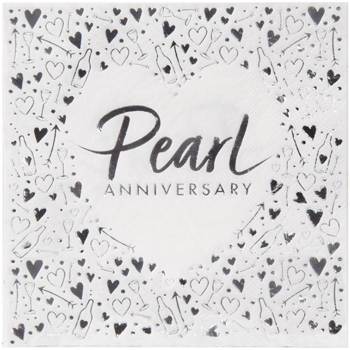 30th Wedding Anniversary Napkins Pack of 18 | Party Save Smile