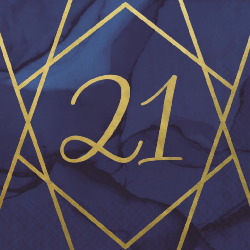 Navy Blue and Gold 21st Birthday Napkins Pack of 16 | Party Save Smile