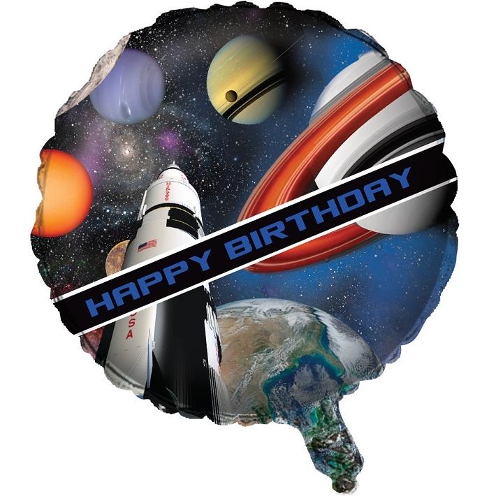 Space Happy Birthday Foil Balloons 18 Inches | Party Save Smile