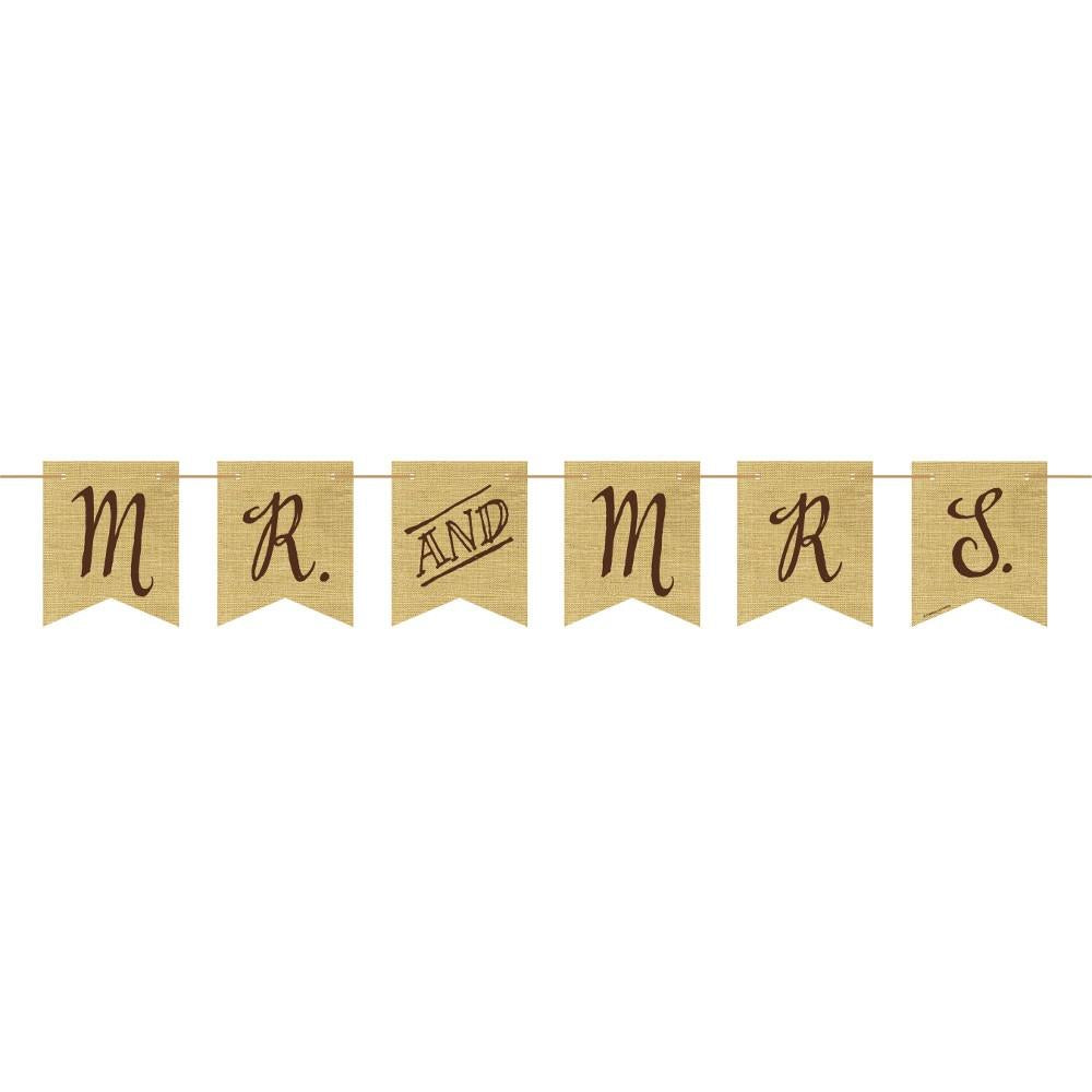 Mr & Mrs Pennant Wedding Ribbon Banner Decoration | Party Save Smile
