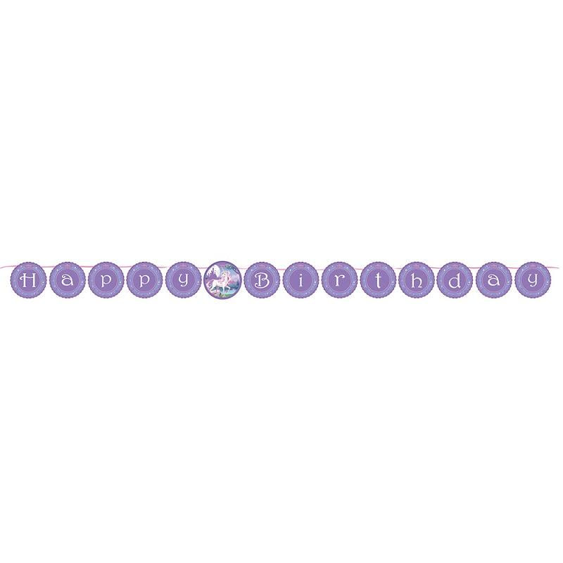 Unicorn Fantasy Party Happy Birthday Ribbon Banner | Party Save Smile