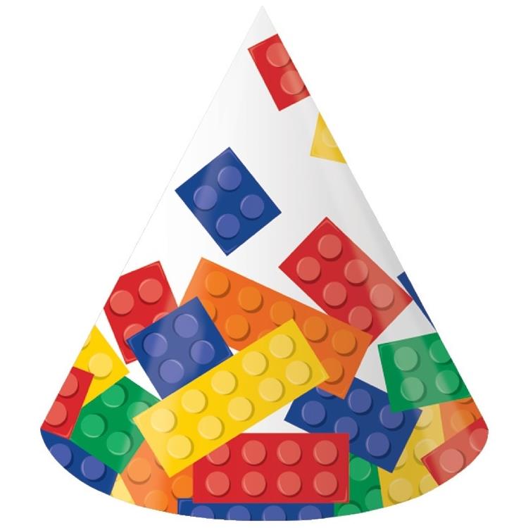 Building Blocks Party Hats Pack of 8 | Party Save Smile