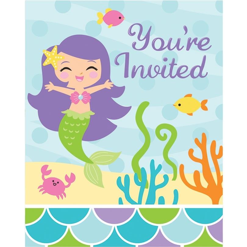 Mermaid Friends Party Invitations Pack of 8 Invites | Party Save Smile