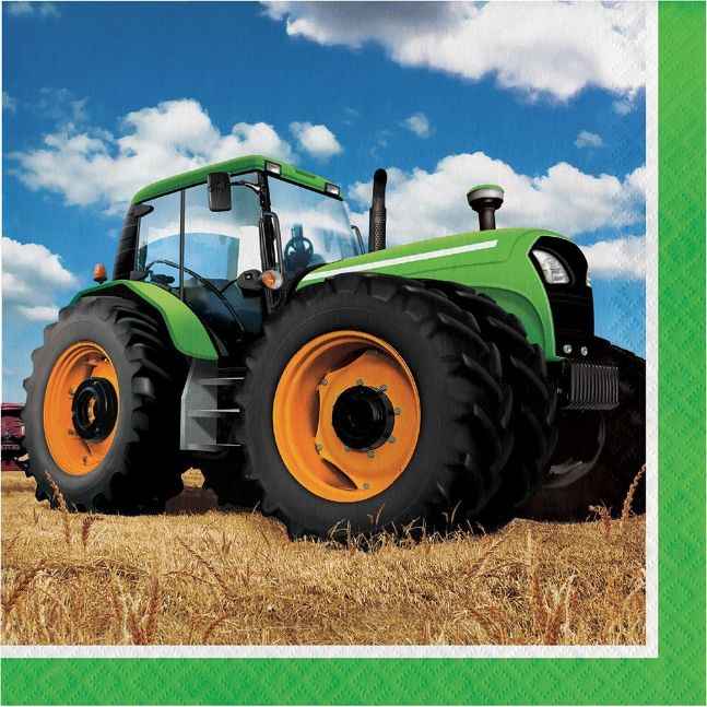 Tractor Paper Napkins 2 ply Pack of 16 | Party Save Smile
