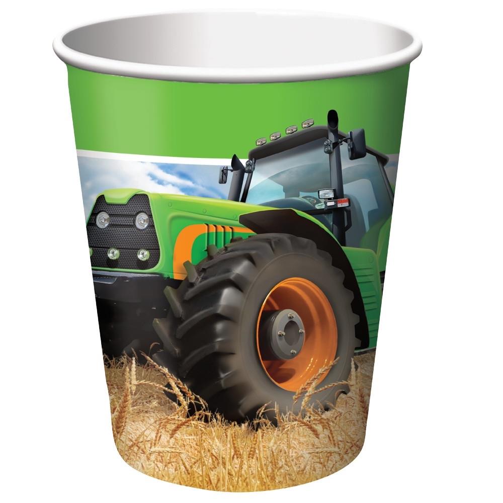 Tractor Party Cups Paper Pack of 8 | Party Save Smile
