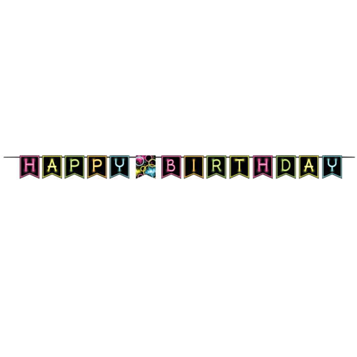 Neon Birthday Banner 2.7 metres | Party Save Smile