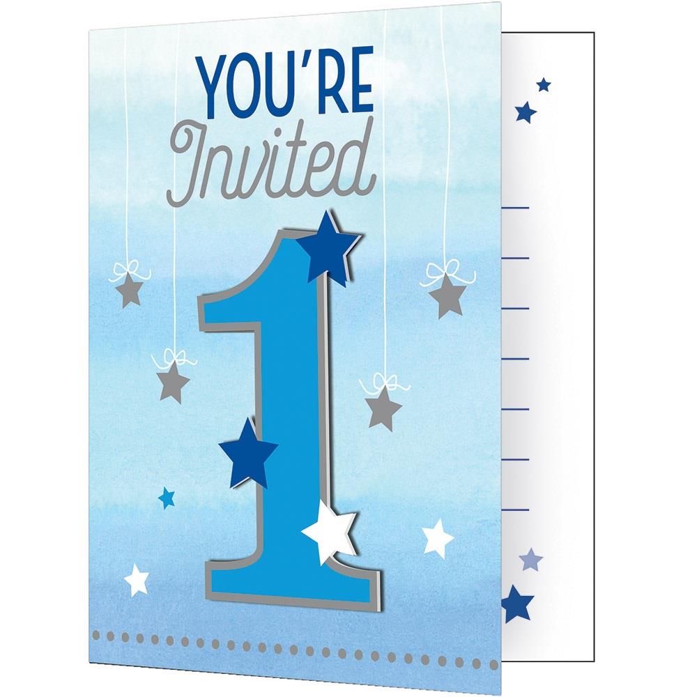 Blue Twinkle Little Star Invitations Pack of 8 | Party Save Smile