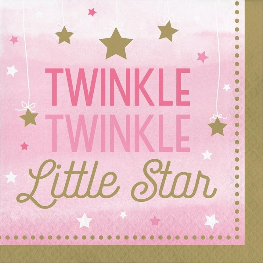 Pink Twinkle Little Star Napkins Pack of 16 | Party Save Smile