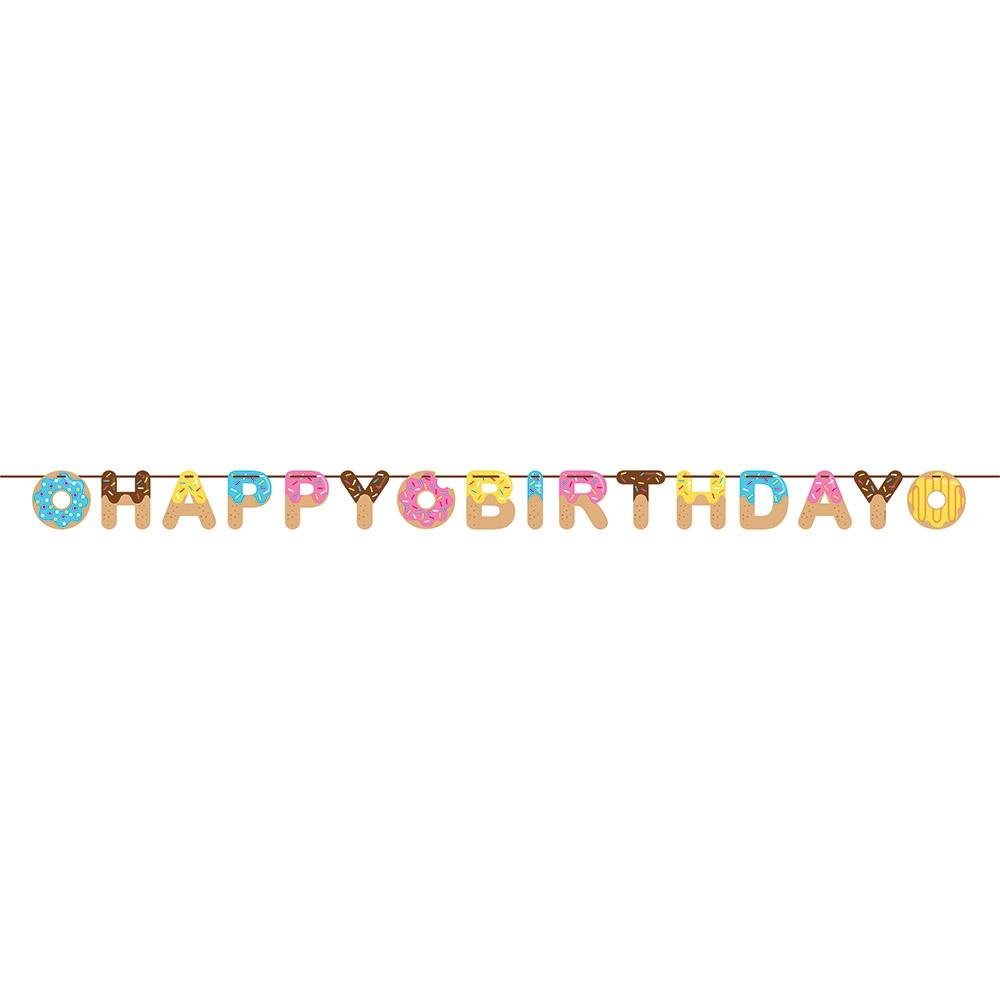Doughnut Happy Birthday Banner 2.6 Metres | Party Save Smile