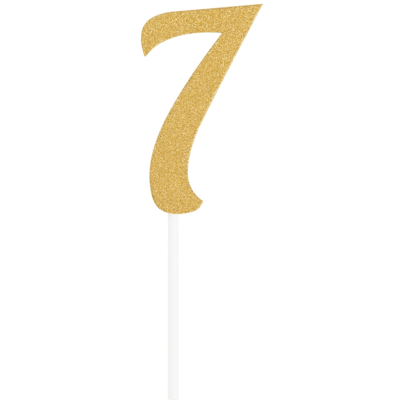 Gold Glittering Number 7 Cake Topper (5 x 8cm) | Party Save Smile
