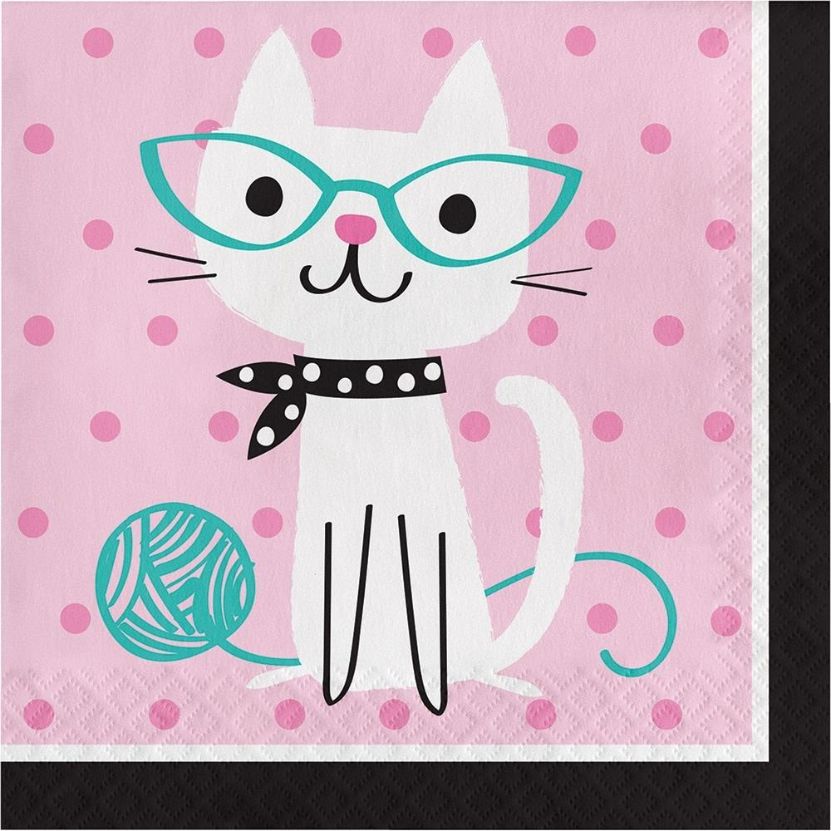 Purrfect Cat Napkins Pack of 16 | Party Save Smile