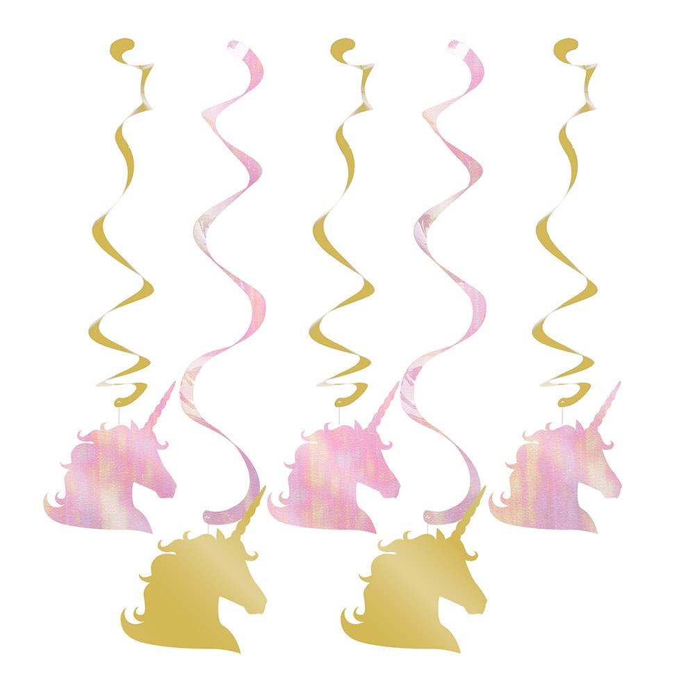 Unicorn Sparkle Party Hanging Swirls Decorations Pack of 5 | Party Save Smile
