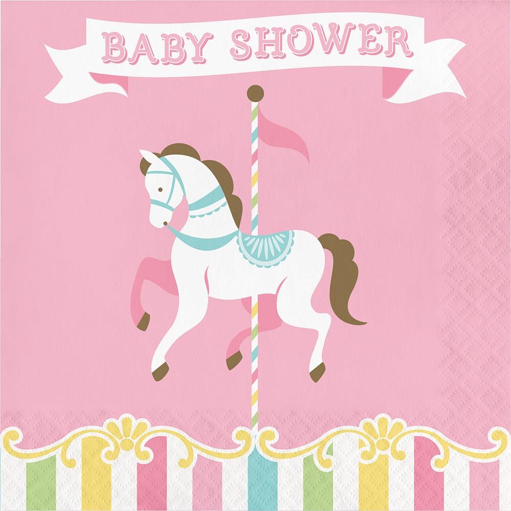 Carousel Baby Shower Party Napkins Pack of 16 Serviettes | Party Save Smile