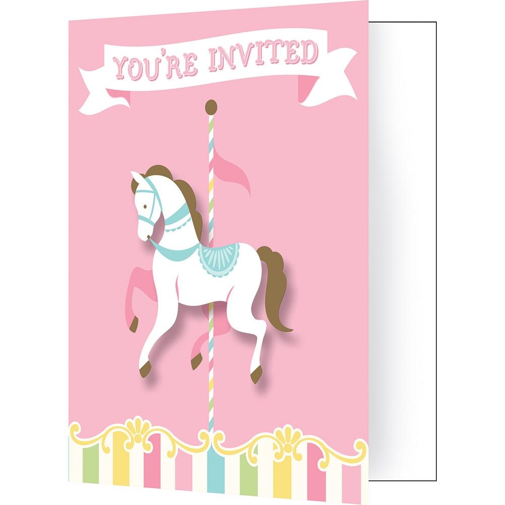 Carousel Birthday Invitations Pack of 8 | Party Save Smile